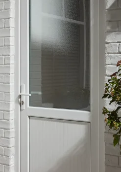 Porte de service 1/2 vitrée PVC 90 x h.205 cm poussant droit