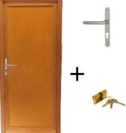 Porte De Service Bois Pleine Armagos, H,200xl,80 Côte Tableau, P.droit, Poignée, Barillet-Gd Menuiseries Hot