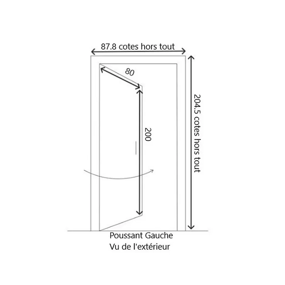 Gd Menuiseries Porte De Service Bois Pleine Armagos, H,200xl,80 P,gauche Côte Tableau, Poignée, Barillet