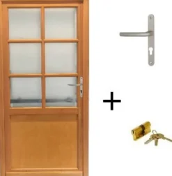 Porte De Service Bois Vitrée Naxos, H.215xl.90 Côte Tableau, P.gauche , Poignée, Barillet-Gd Menuiseries Hot