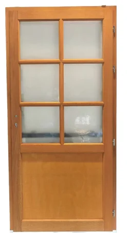 Porte De Service Bois Vitrée Naxos, H.215xl.90 Côte Tableau, P.gauche , Poignée, Barillet-Gd Menuiseries Hot