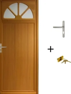 Porte De Service Bois Vitrée Pixos, H,200xl,80 Côte Tableau, P.droit, Poignée, Barillet-Gd Menuiseries