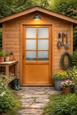 Gd Menuiseries Porte De Service Bois Vitrée Naxos, H,200xl,80 Côte Tableau, P.droit, Poignée, Barillet