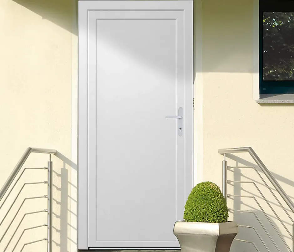 Porte de service pleine PVC 80 x h.205 cm poussant gauche