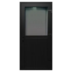 Porte de service pvc 1/2 vitrée gris anthracite ext. et blanc int 80 x h.205 cm poussant gauche- Clearance