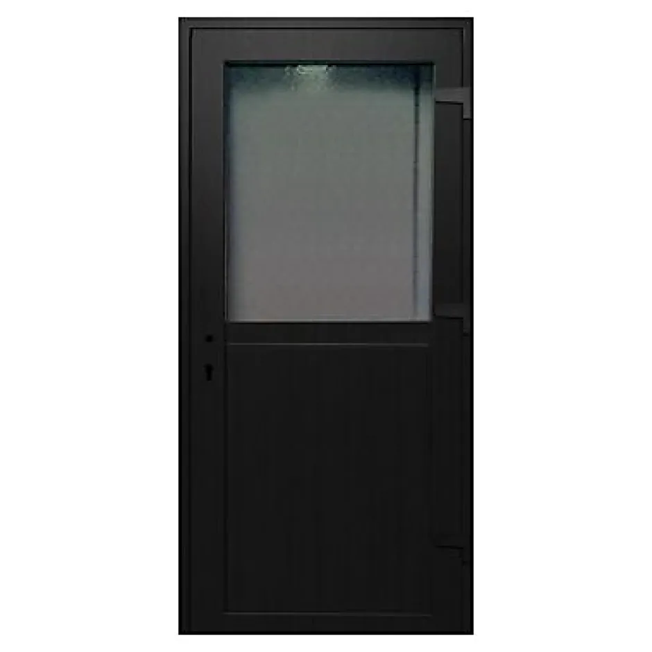 Porte de service pvc 1/2 vitrée gris anthracite ext. et blanc int 80 x h.205 cm poussant gauche- Clearance
