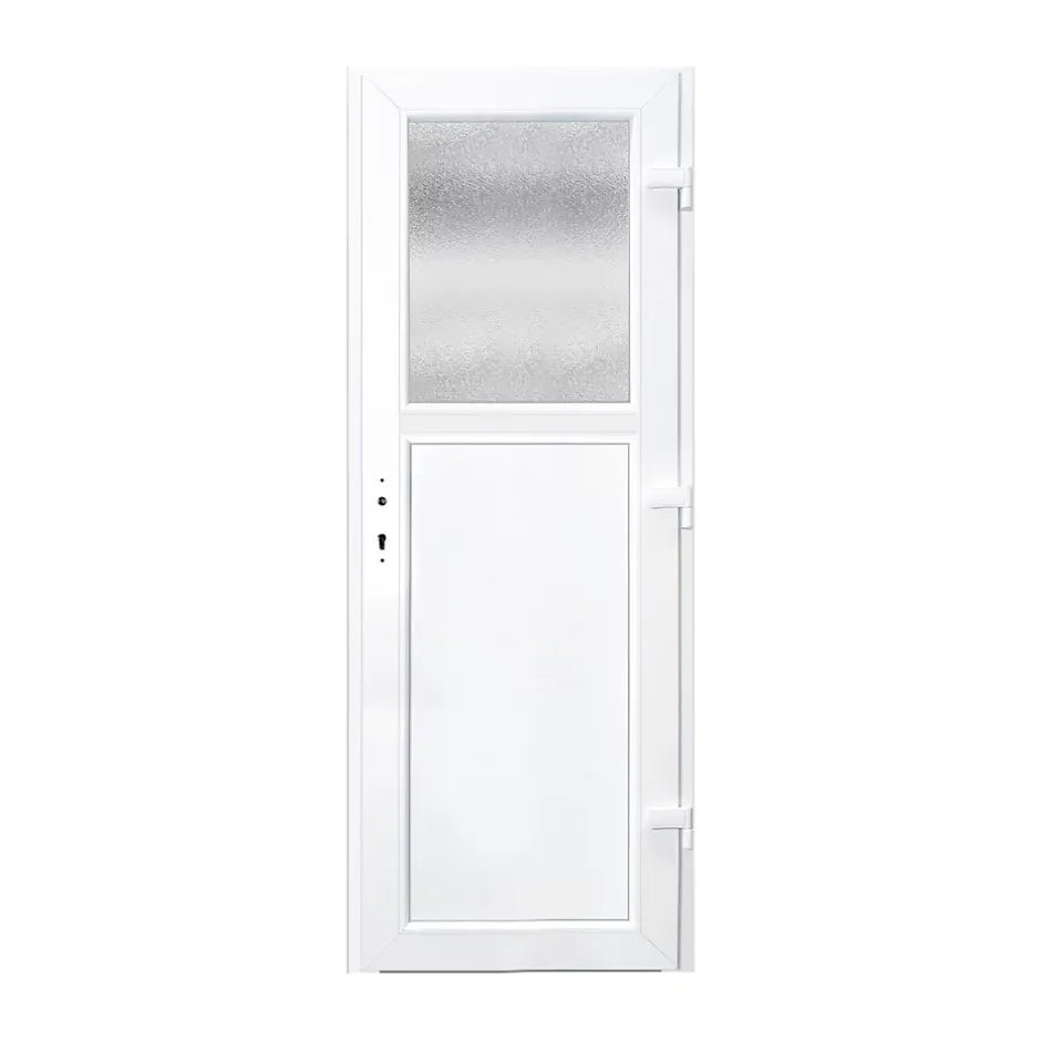 Porte de service pvc 1/2 vitrée gris anthracite ext. et blanc int 80 x h.205 cm poussant gauche- Clearance