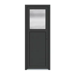 Porte de service pvc 1/2 vitrée gris anthracite ext. et blanc int 80 x h.205 cm poussant gauche- Clearance
