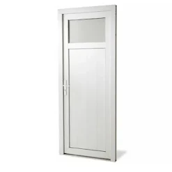 Geom Porte de service pvc 1/4 vitrée Servicio 80 x h.205 poussant droit