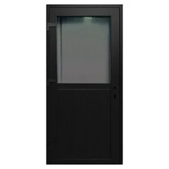 Porte de service pvc 1/2 vitrée gris anthracite ext. et blanc int. 80 x h.205 cm poussant droit