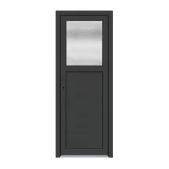 Porte de service pvc 1/2 vitrée gris anthracite ext. et blanc int. 80 x h.205 cm poussant droit