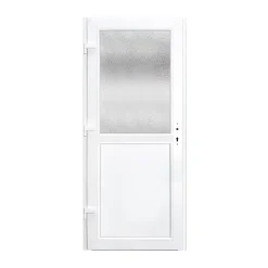 Porte de service pvc 1/2 vitrée gris anthracite ext. et blanc int 90 x h.205 cm poussant droit