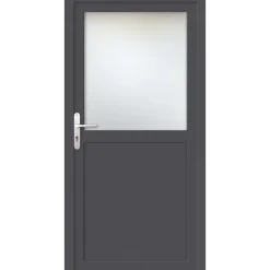 Fral Fermetures Porte de service PVC anthracite L 960mm x H 2150mm ouvant droit