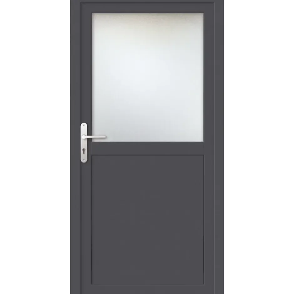 Fral Fermetures Porte de service PVC anthracite L 960mm x H 2150mm ouvant droit