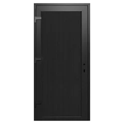 Porte de service pvc pleine gris anthracite ext. et blanc int. 80 x h.205 cm poussant droit