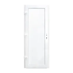 Porte de service pvc pleine gris anthracite ext. et blanc int. 80 x h.205 cm poussant droit