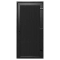 Porte de service pvc pleine gris anthracite et blanc 90 x h.205 cm poussant gauche- Sale