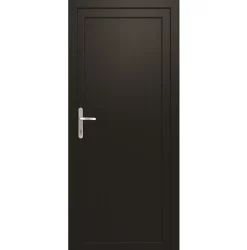 Porte de service pvc pleine gris anthracite ext. et blanc int. 90 x h.205 cm poussant droit