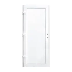 Porte de service pvc pleine gris anthracite ext. et blanc int. 90 x h.205 cm poussant droit