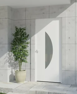 4ALU Porte d'entrée alu blanc Demi Lune H.215 x l.90 cm poussant droit