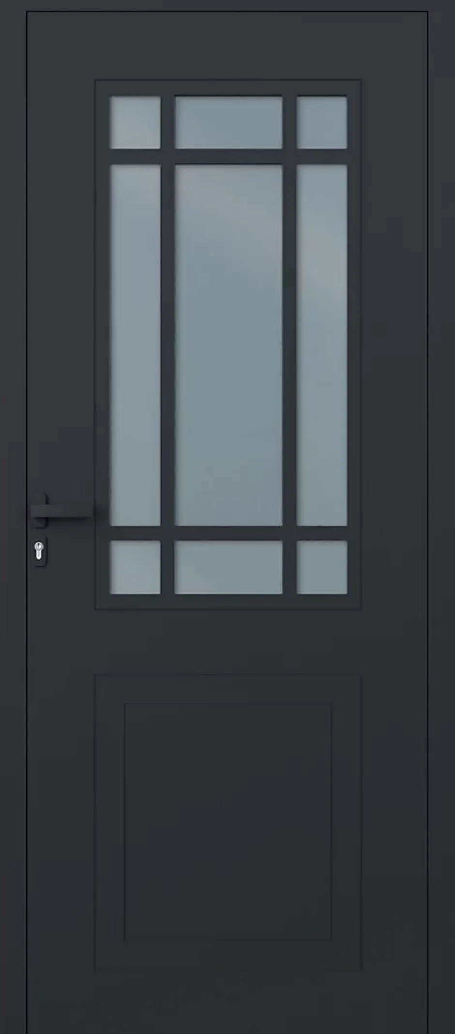 Porte d'entrée alu gris Betina H.215 x l.90 cm poussant droit-4ALU Online