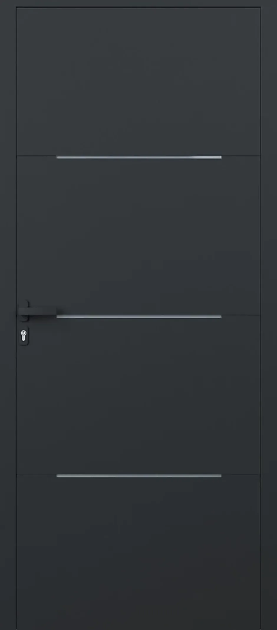 Porte d'entrée alu gris Leme H.215 x l.90 cm poussant droit-4ALU