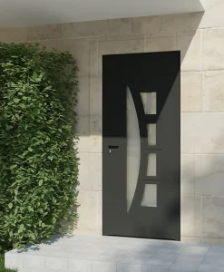 4ALU Porte d'entrée alu gris Rylie H.215 x l.90 cm poussant droit