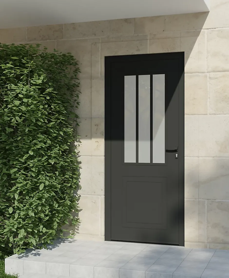 Porte d'entrée alu gris Sestri H.215 x l.90 cm poussant gauche-4ALU Hot