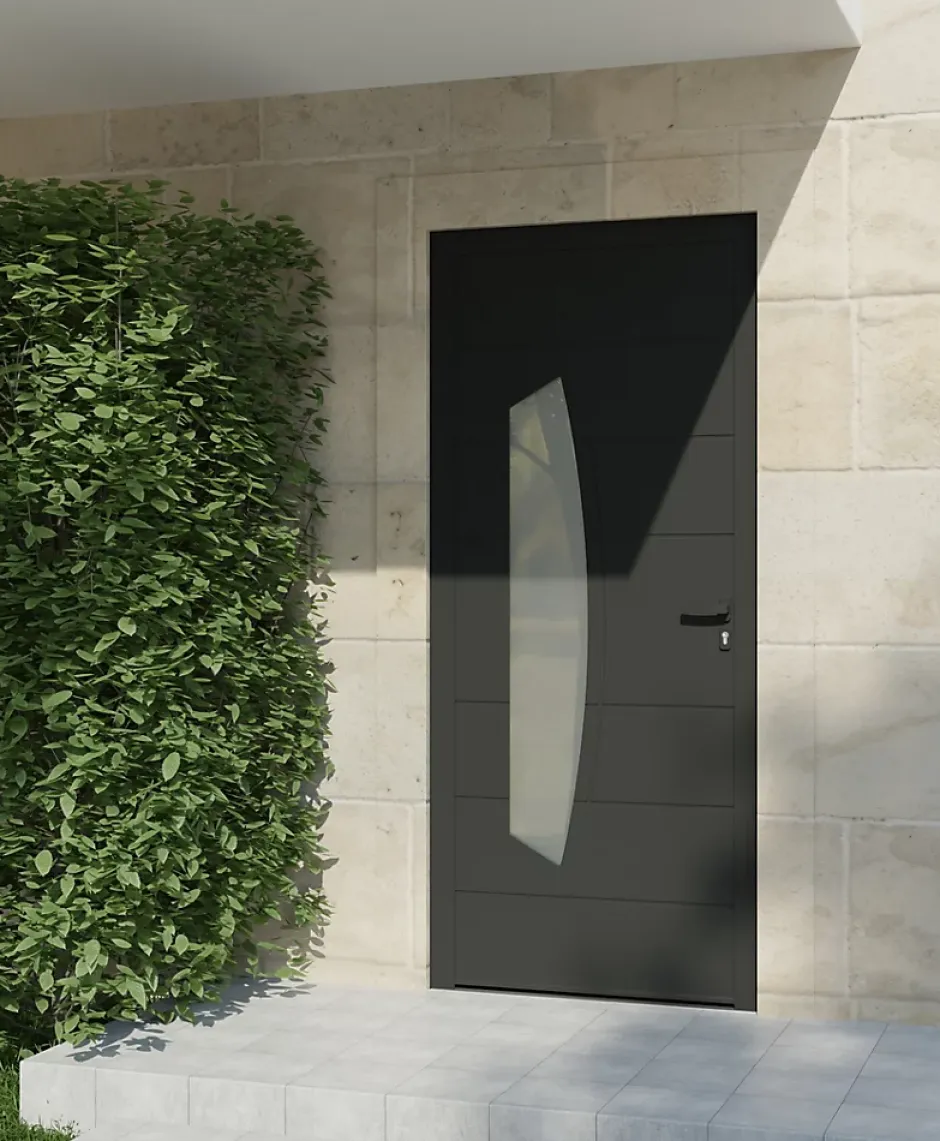 4ALU Porte d'entrée alu gris Tegan H.215 x l.90 cm poussant gauche