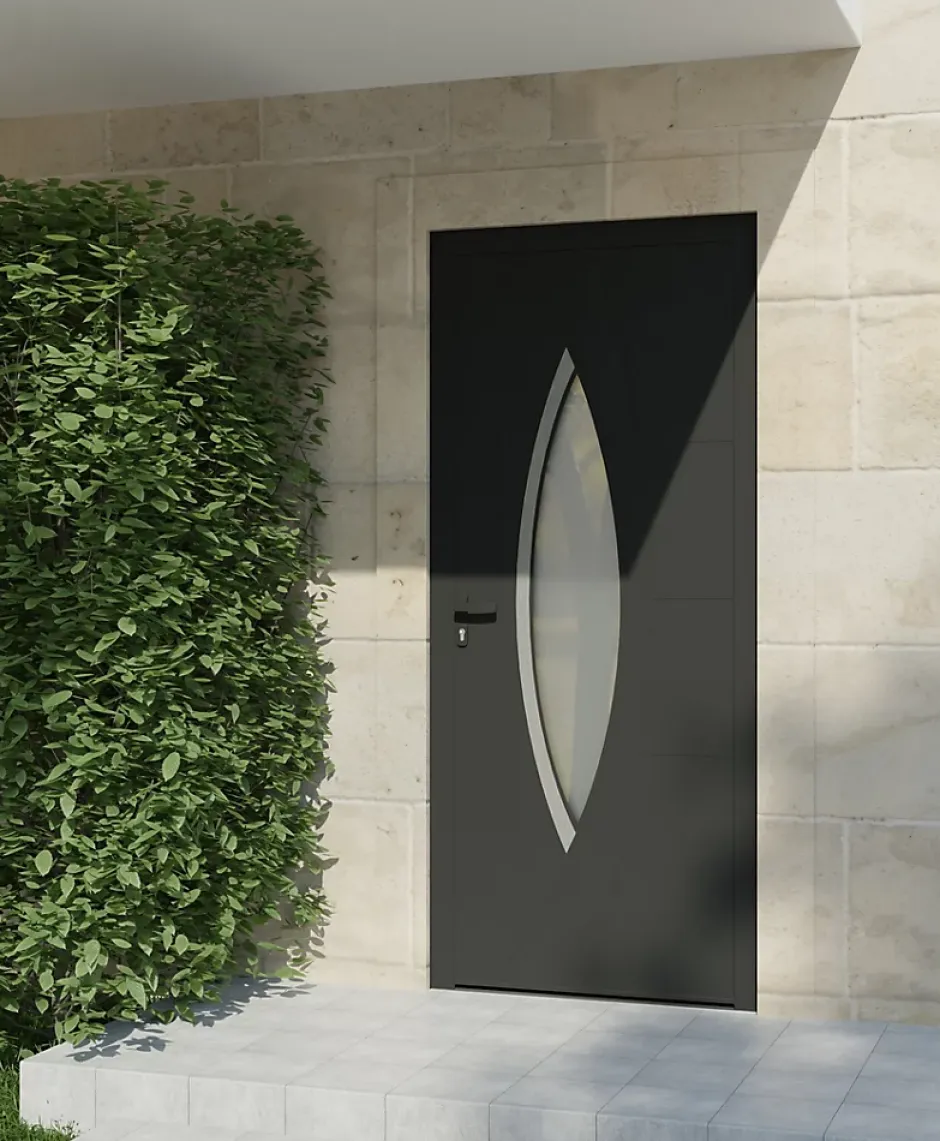 Porte d'entrée alu gris Zaria H.215 x l.90 cm poussant droit-4ALU Sale