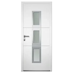 Porte d'entrée aluminium 4 ALU Ava blanc 80 x h.215 cm poussant droit-4ALU Discount
