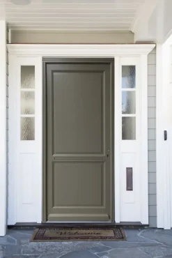 Gd Menuiseries Porte D'entrée Bois Pleine Elixir, Vert Ral7002, H.215xl.90 Côte Tableau P.gauche