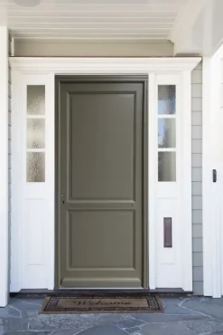 Gd Menuiseries Porte D'entrée Bois Pleine Elixir, Vert Ral7002, H.215xl.90 Côte Tableau, P.droit