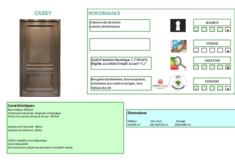Porte D'entrée Bois Pleine Cassy Gris Ral 7039, H.215xl.90 Côte Tableau P.droit-Gd Menuiseries Clearance