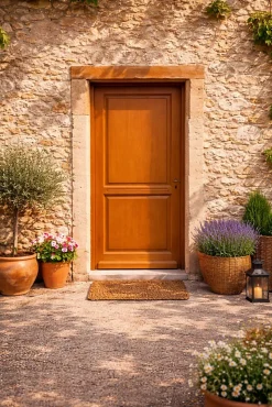 Porte D'entrée Bois Pleine Eyden, H.215xl.90 P,gauche Côte Tableau, Poignée, Barillet-Gd Menuiseries Hot