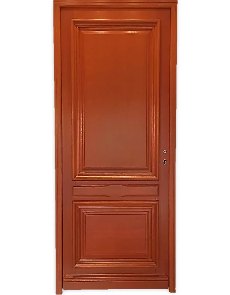 Gd Menuiseries Porte D'entrée Bois Pleine Safran, H.215xl.90 Côte Tableau P. Gauche