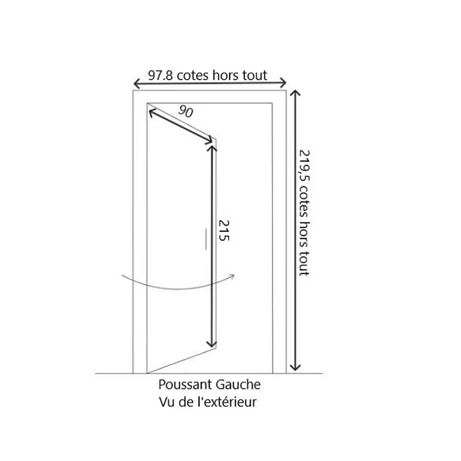 Gd Menuiseries Porte D'entrée Bois Pleine Safran, H.215xl.90 Côte Tableau P. Gauche