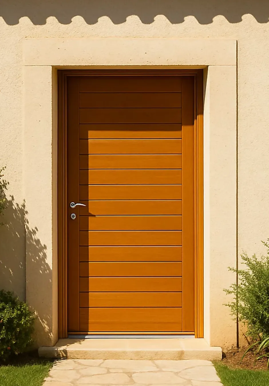 Porte D'entrée Bois Pleine Laura, H.215xl.90 Côte Tableau P.droit, Poignée, Barillet-Gd Menuiseries