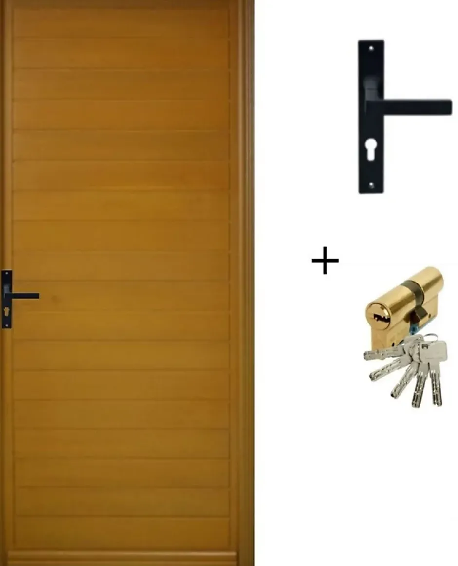 Porte D'entrée Bois Pleine Laura, H.215xl.90 Côte Tableau P.droit, Poignée, Barillet-Gd Menuiseries