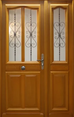 Porte D'entrée Bois Tiercée Carole H215 X L140 Côte Tableau P. Gauche, Poignee, Barillet, Bouton-Gd Menuiseries Sale