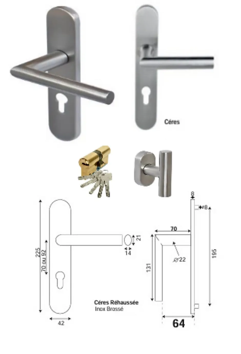 Porte D'entrée Bois Tiercée Carole H215 X L140 Côte Tableau P. Gauche, Poignee, Barillet, Bouton-Gd Menuiseries Sale
