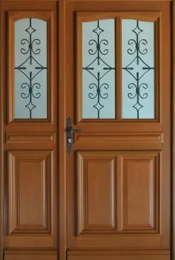 Porte D'entrée Bois Tiercée Vitrée Vauban H.215xl.130 Côte Tableau P.droit-Gd Menuiseries Best