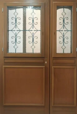 Porte D'entrée Bois Tiercée Vitrée Vauban H.215xl.130 Côte Tableau P.droit Poignée, Barillet-Gd Menuiseries New