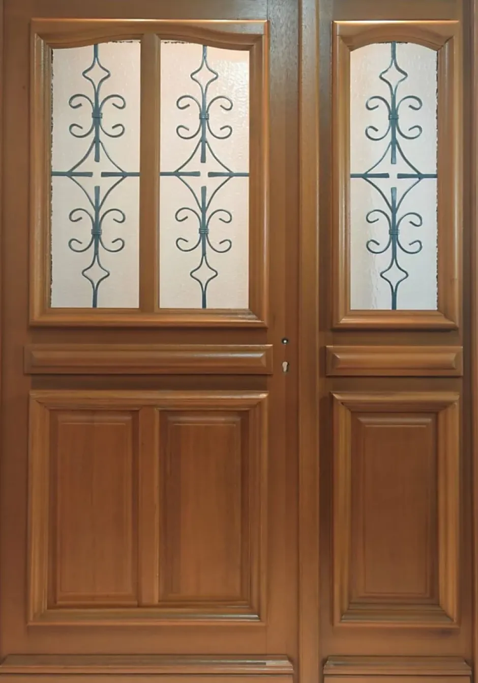 Gd Menuiseries Porte D'entrée Bois Tiercée Vauban H215 X L140 Côte Tableau P. Gauche