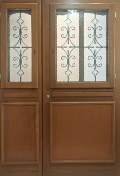 Gd Menuiseries Porte D'entrée Bois Tiercée Vauban H215 X L140 Côte Tableau P. Gauche