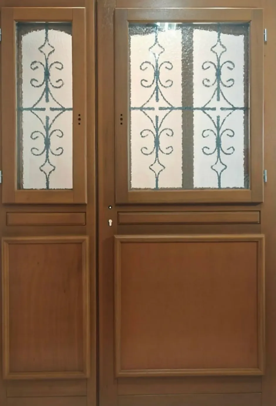 Gd Menuiseries Porte D'entrée Bois Tiercée Vauban H215 X L140 Côte Tableau P. Gauche