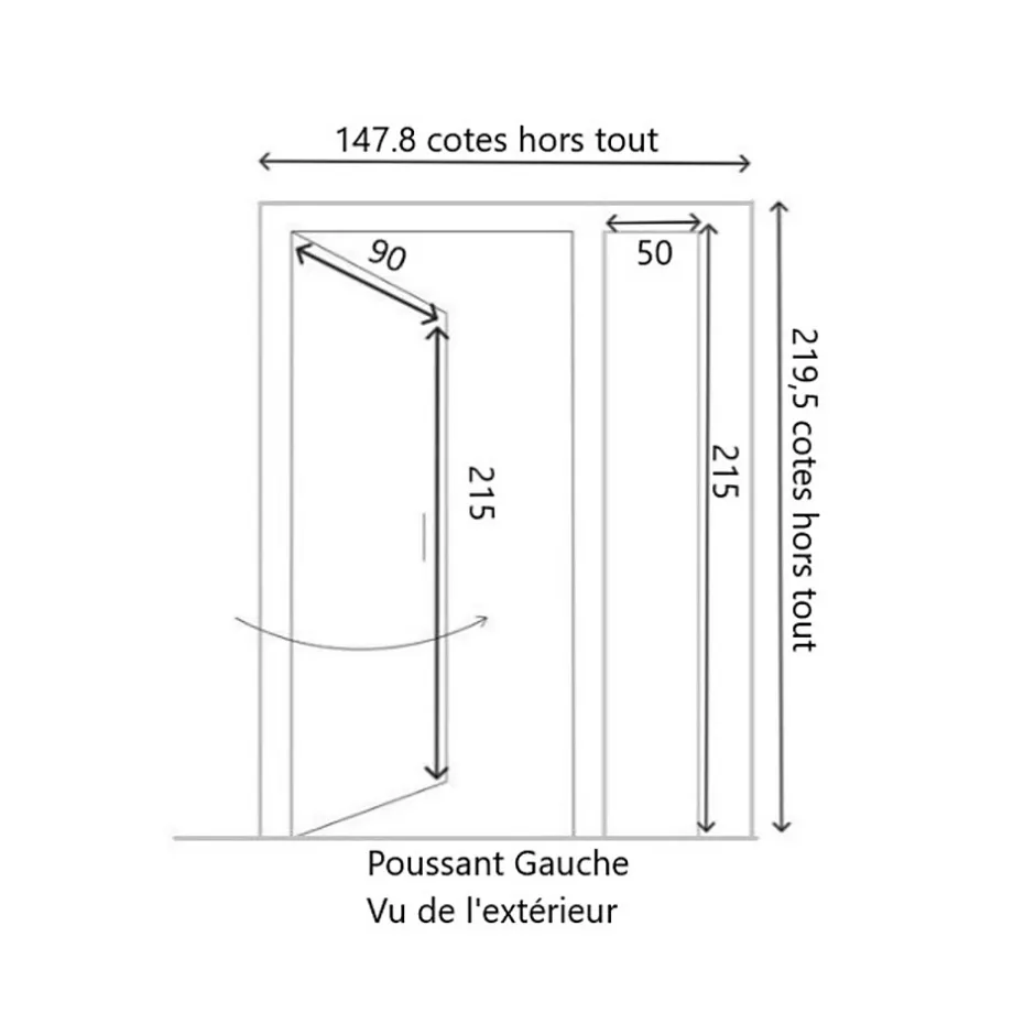 Gd Menuiseries Porte D'entrée Bois Tiercée Vauban H215 X L140 Côte Tableau P. Gauche
