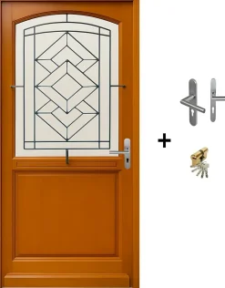 Gd Menuiseries Porte D'entrée Bois Vitrage Transparent, Elioth, H.215xl.90 Côte Tableau P.gauche, Poignée,barillet