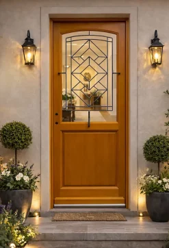 Gd Menuiseries Porte D'entrée Bois Vitrage Transparent, Elioth, H.215xl.90 Côte Tableau P.droit Poignée, Barillet