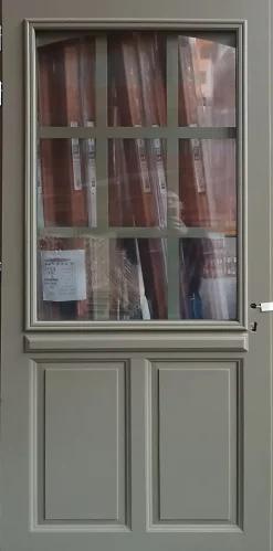 Porte D'entrée Bois Vitrée Ady, Vert Ral7002,, H.215xl.90 P,gauche Côte Tableau, Poignée, Barillet-Gd Menuiseries Discount